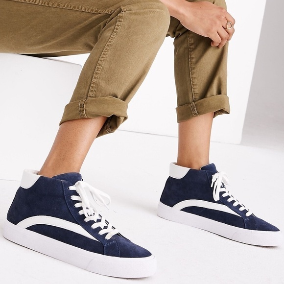 Madewell Shoes - MADEWELL Sidewalk High-Top Sneakers in Suede Navy